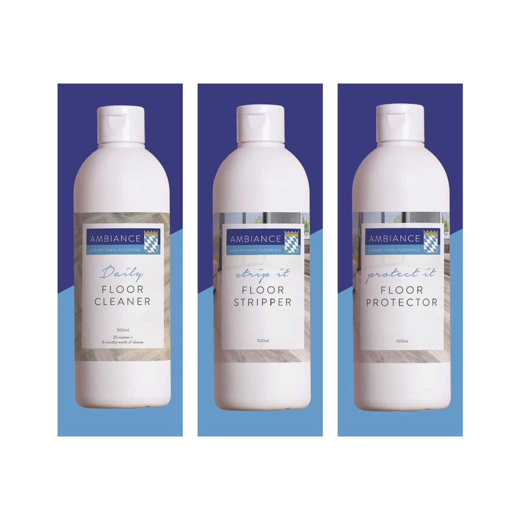 Ambiance floor cleaning kit, three 500ml bottles