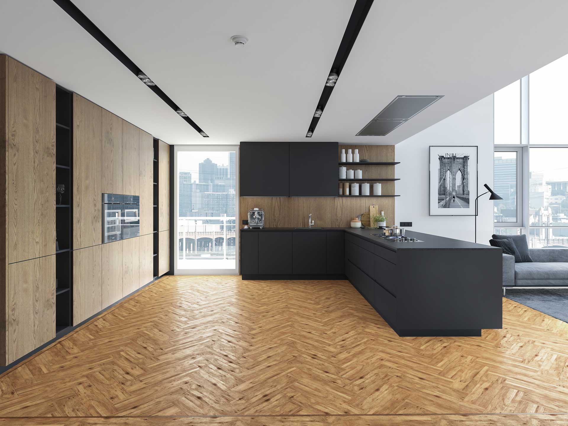 Alder Herringbone — Herringbone room scene