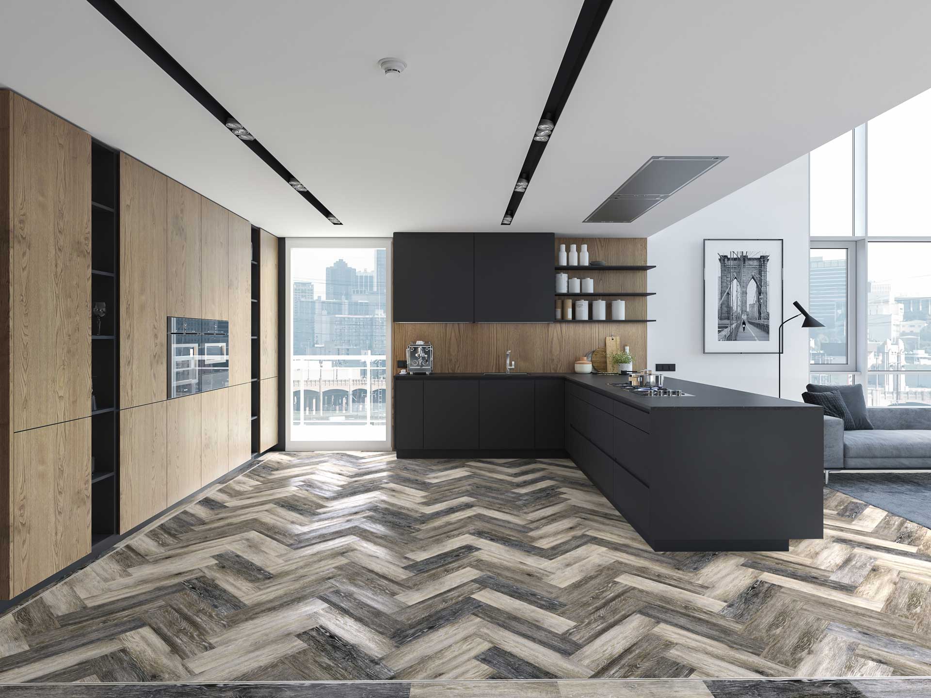 Random Holz Herringbone — Herringbone room scene