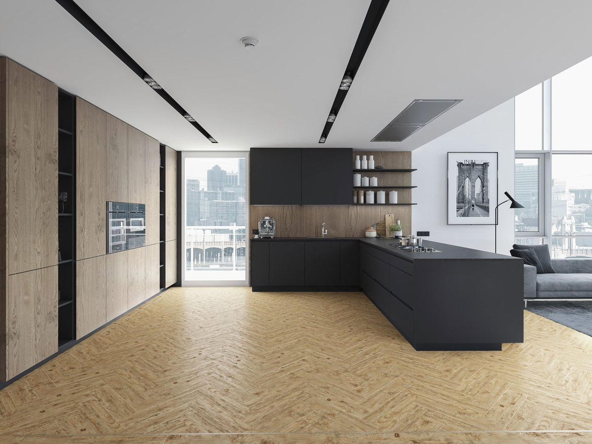 White Oak Herringbone — Herringbone room scene